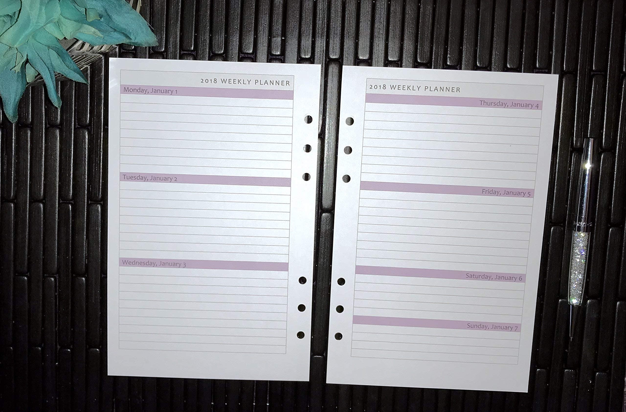 2020 | 2021 | 2022 | 2023 | Weekly Dated Planner Inserts Refills | 6 ring binder | 8.3" x 5.8" (A5) | Monday Start Date | Free Accent-Color Customization | The Peony Collection | LMN Creates