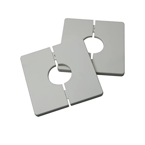 Wall Split Flange HSCGIN 2Sets White ABS Plastics Square Shaped Escutcheon Plates with 28mm / 1.1inch Diameter Hole Wall-mounted Water Pipe Cover