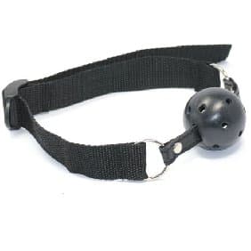 Basic Black Breathable Ball Gag with Adjustable Nylon Strap Offered By the Candie Store (Beware of Imitators!)