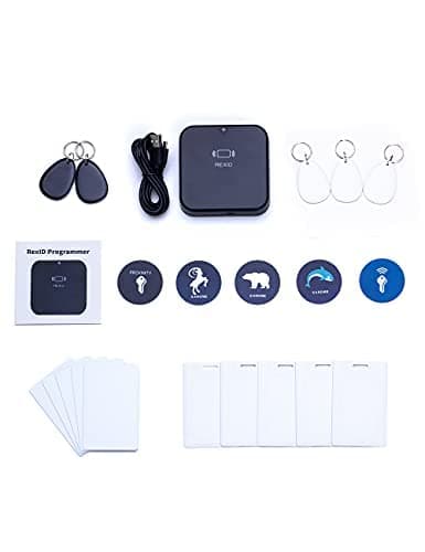 RexID Decoder RFID Reader Writer Proximity Encoder Platform 125kHz Card Copier Key Duplicator Machine Smart Programmer Kit ,5pcs Blank Clamshell Cards + 5pcs Blank ISO Cards + 5pcs Blank Disc Tag