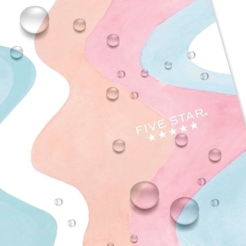 Five Star Spiral Notebook + Study App, 2 Pack, 1 Subject, Wide Ruled, 8" x 10-1/2", 80 Sheets, Fights Ink Bleed, Water Resistant Cover, Pastel Waves and Brush Strokes (930210F-ECM)