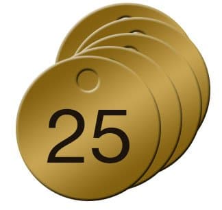 Numbered Solid Brass Valve Tags (1-25)