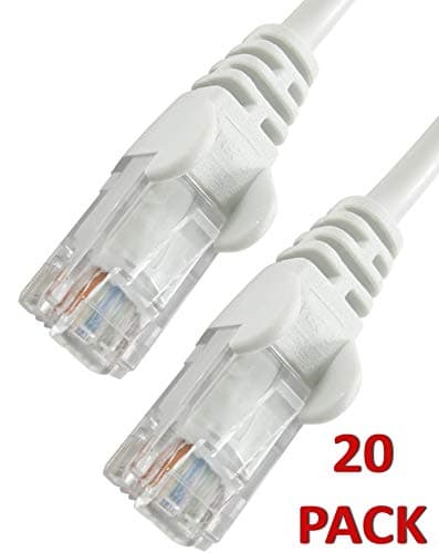 0.25m WHITE Network Cable - CAT5e - RJ45 - Ethernet - Patch - LAN - Router - Modem - 10/100 20 PACK