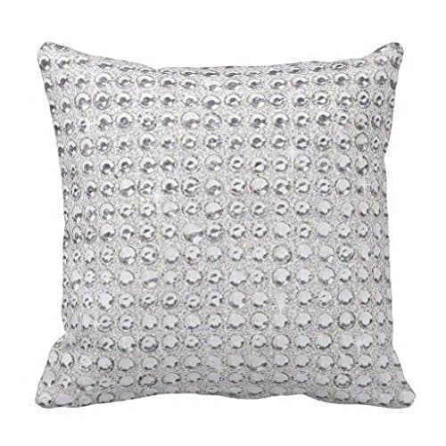 Print White Silver Gray Bling Diamond Glitter Pattern Polyester Pillow Case(Not Real Diamond Glitter)