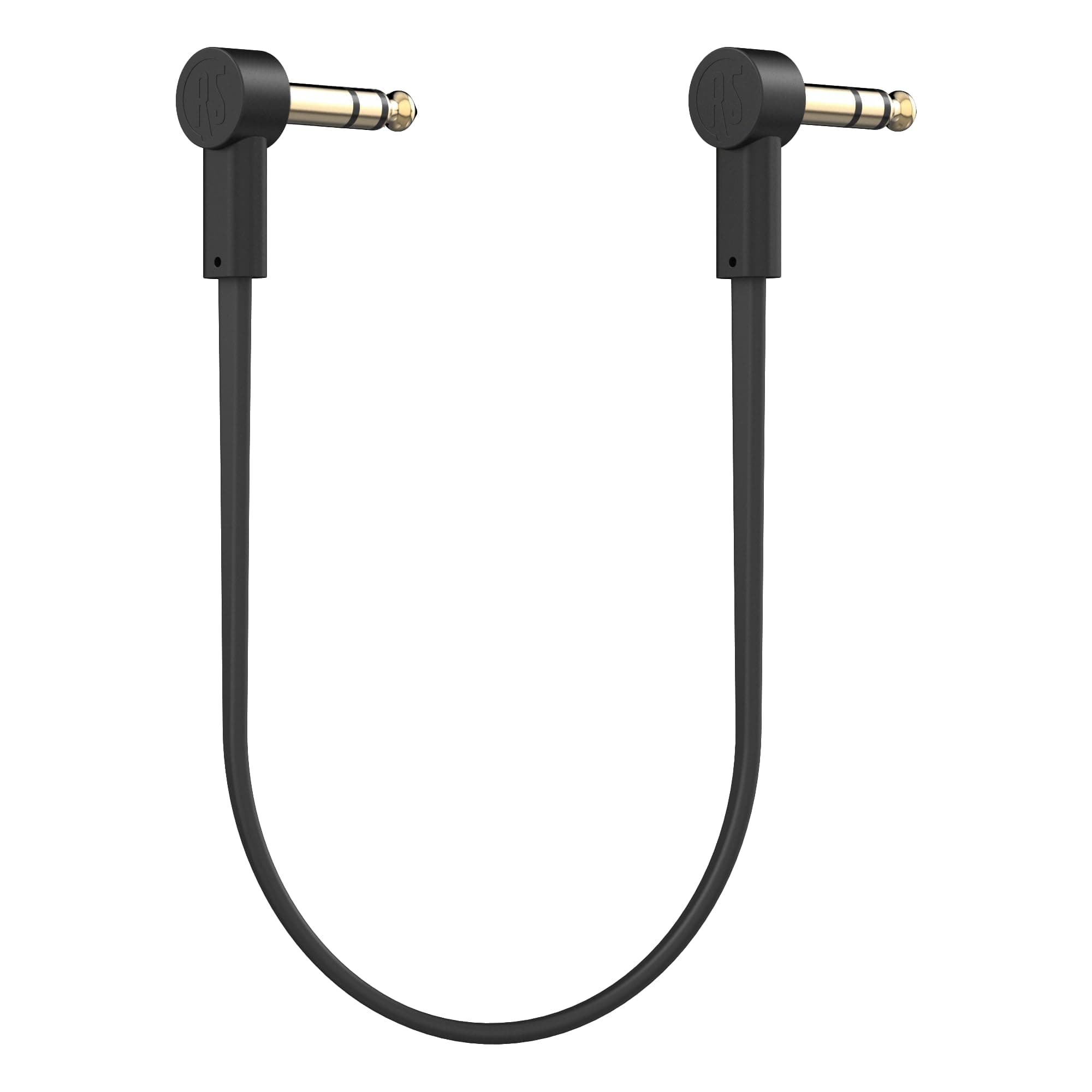 1/4" Stereo TRS Flat Patch Cables - 18" Ultra-Thin, Right Angle, Low Profile, Gold Plated, Braided Shielding - Maximize Pedalboard Space, Eliminate Noise, Connect Guitar Effects Pedals
