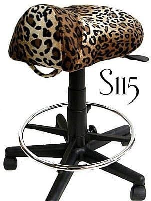 Leopard Saddle Stool with Foot Rest Ring