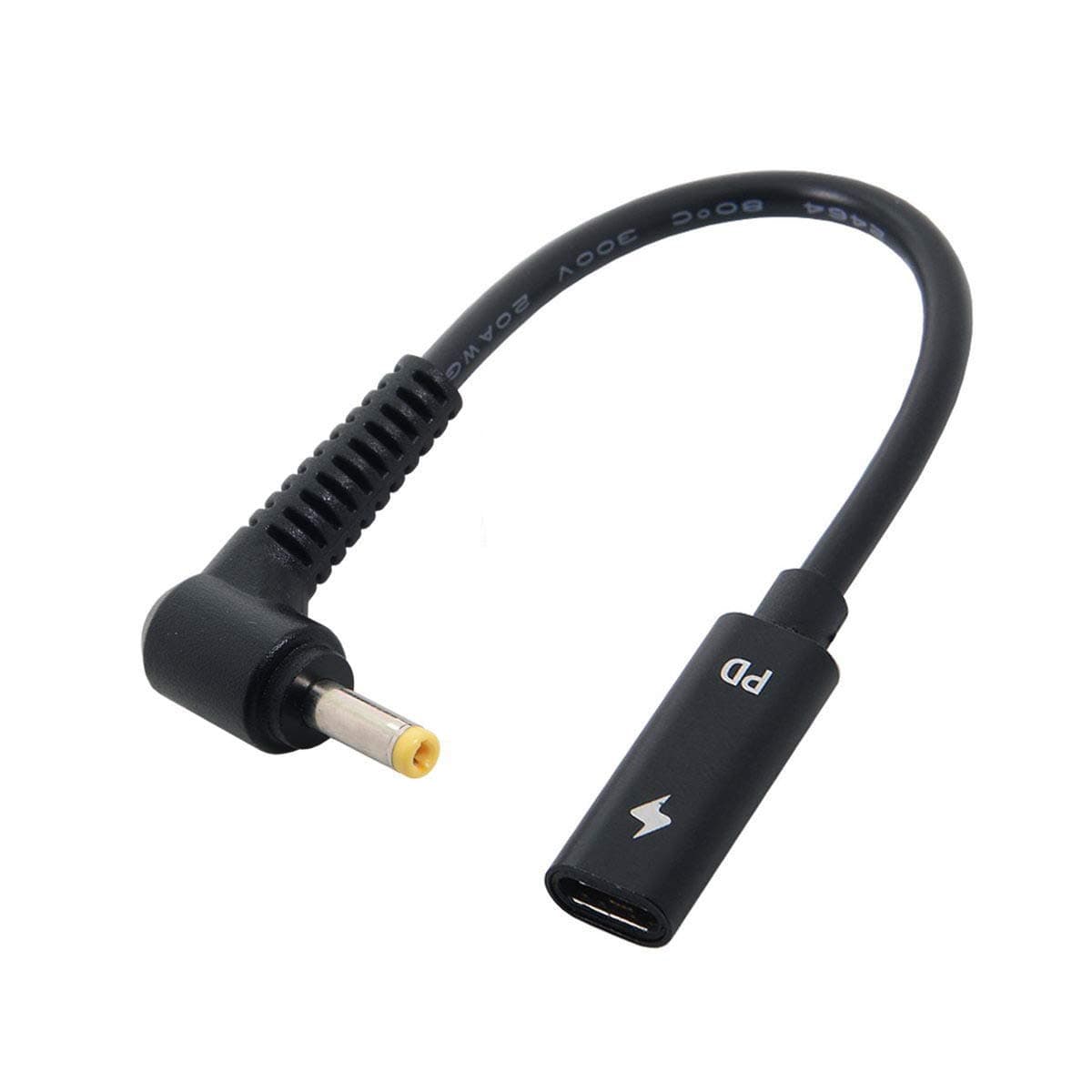 Cablecc Type C USB-C Female Input to DC 4.0 * 1.7mm Power PD Charge Cable fit for Laptop 18-20V