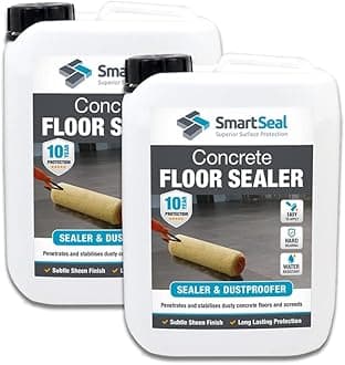 SmartSeal Concrete Floor Sealer - 2 x 5 Litres - Premium Exterior & Interior Concrete Sealer and Dustproofer with Satin Sheen Finish – Easy to Apply, Stain & Water Resistant Sealant