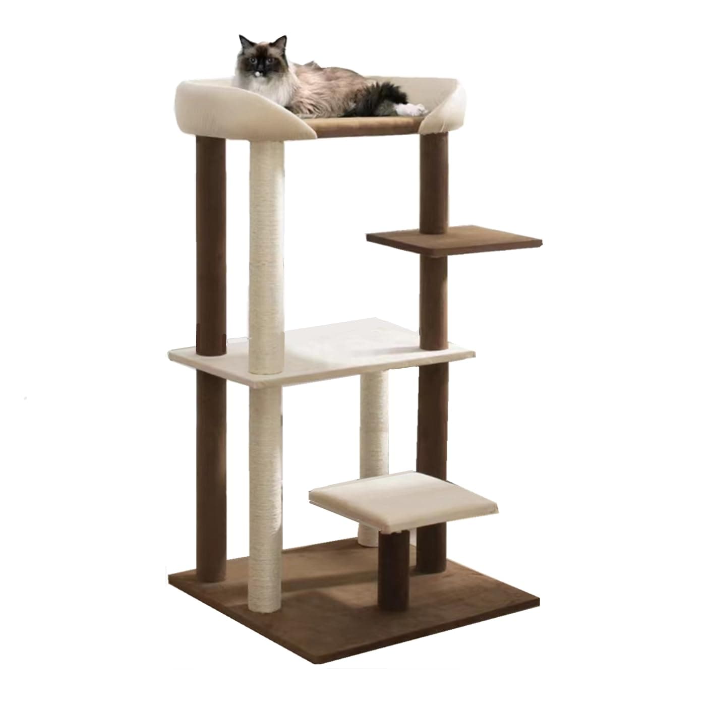 Modern Cat Tree Tower with Extra Large Platform Perch Bed for Maine Coon and Big Couch Sofa for Multiple Cats