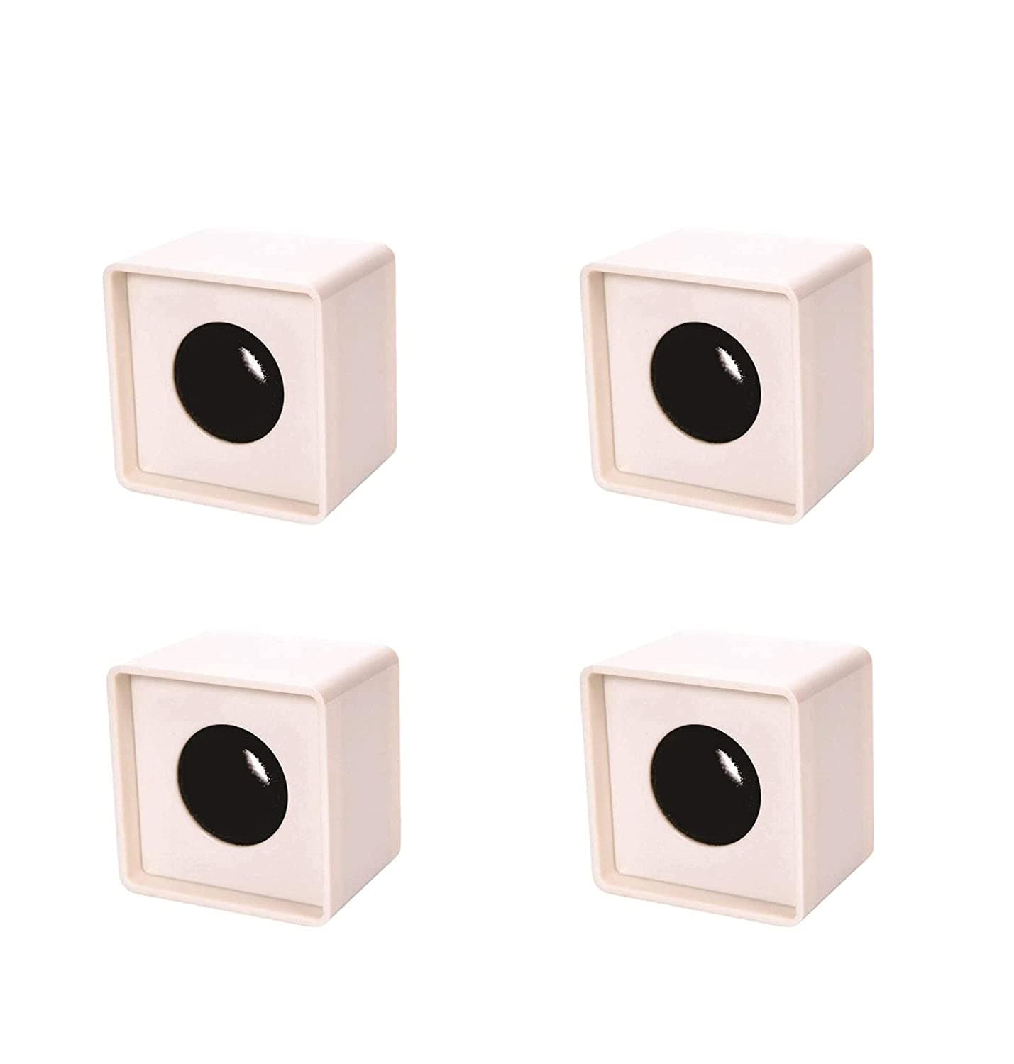 WON ABS Injection Molding Square Cube Interview Mic Microphone Logo Flag Station Logo -White Pack of 4