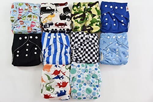 10 Pack Pocket Cloth Diapers with 20 Inserts (2 Inserts Per Diaper)-boy Pack 1
