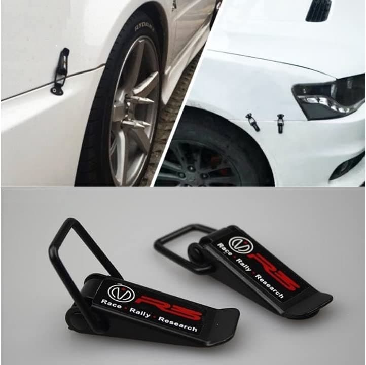 Car Bumper Security Hook Lock Clips Kit Quick Release Fasteners R3 Bumper Clips for Car Bumpers, Fenders, Trunk and Hatch Lids Compatible with All Cars (Set of 2)