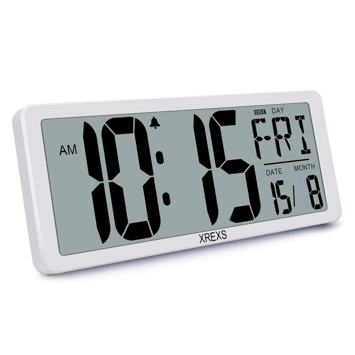 XREXS 14" Digital Wall Clock | Extra Large LCD Display | Time, Date, Temperature Display | Easy to Read Across Room | Modern Home, Office Decor (Batteries Included)