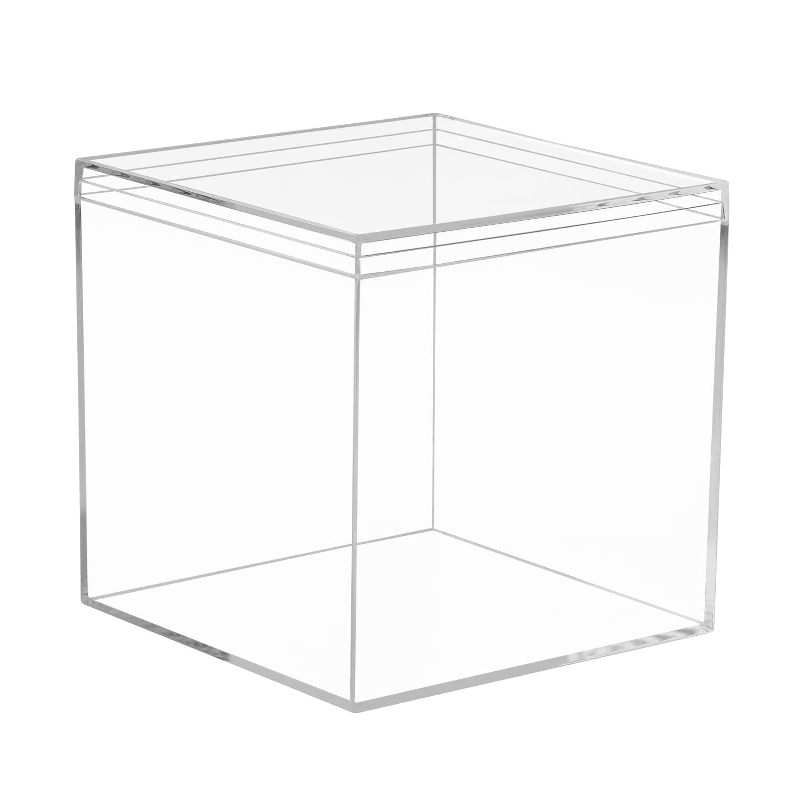 Clear Acrylic Square Cube Plastic , Worasign Plastic square cube containers with Lid Plastic Storage Boxes 4.7x4.7x4.7 Inches for Candy Pill ,Tiny Jewelry Beads, Coins, Craft Supplies, Sewing