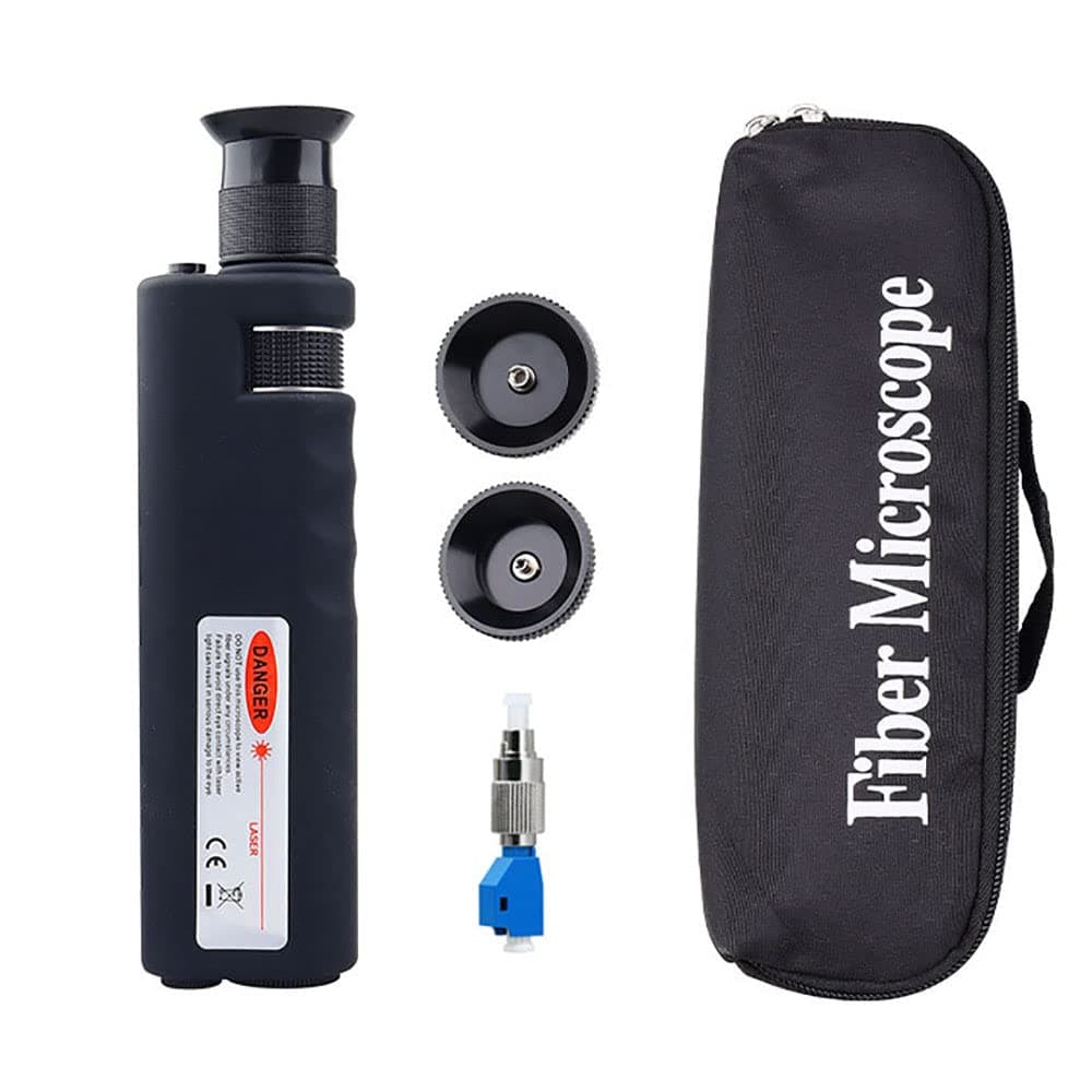 Handheld Fiber Optic Microscope Optical Cable Inspection tools Kit LED Coaxial Illumination 400x Magnification with 2.5mm and 1.25mm Adapters for FC/SC/ST/LC