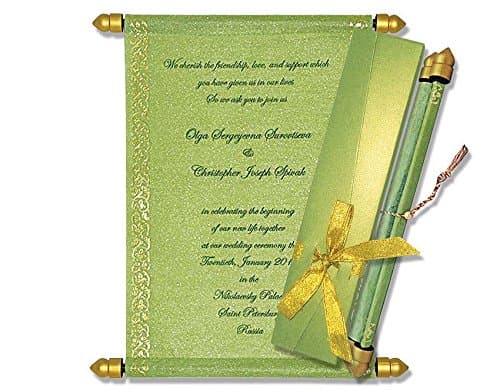 Scroll Invitations, Scroll Wedding Invitations (10 pcs) (Green)