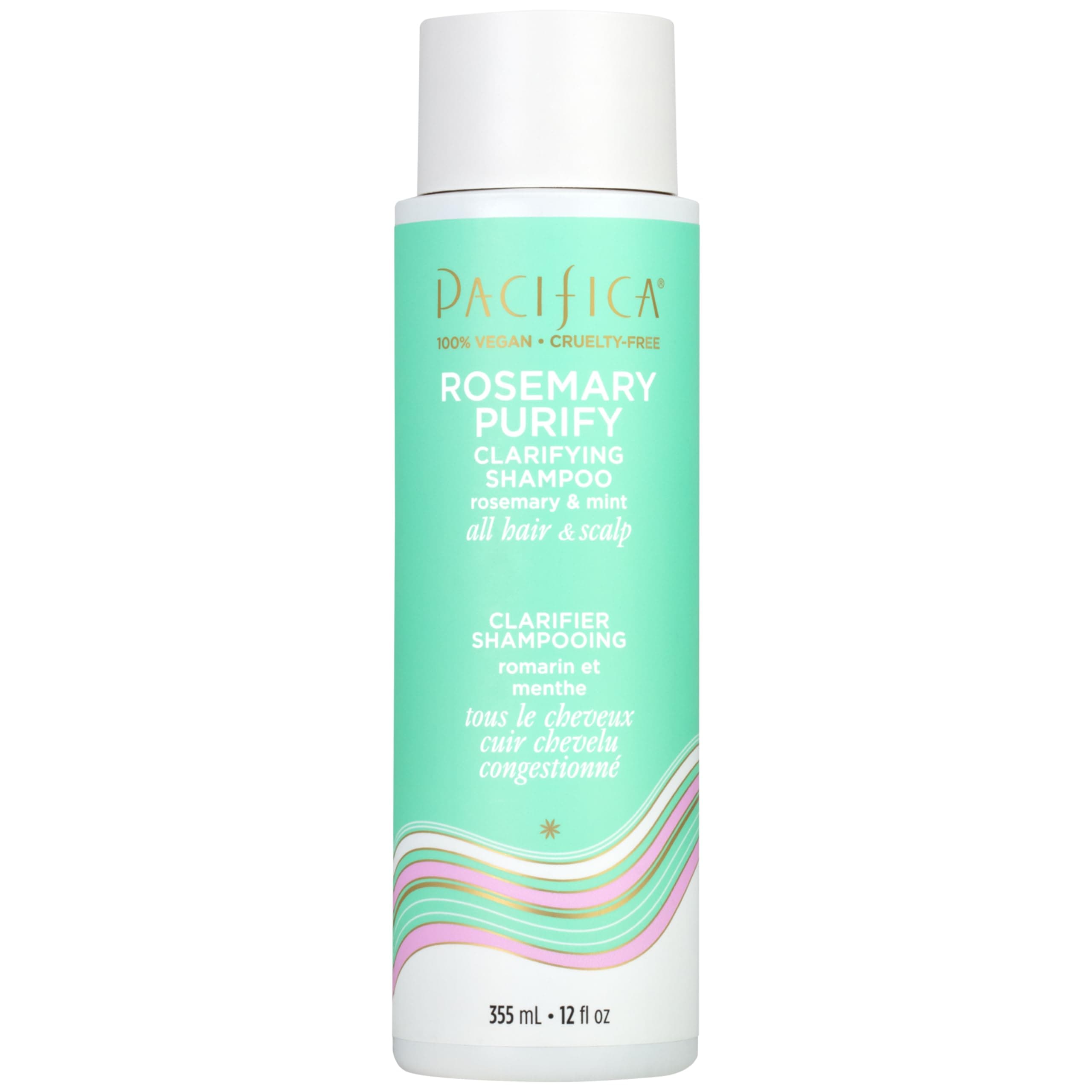 Pacifica Clarifying Shampoo – Rosemary Purify Invigorating Shampoo w/Soothing Mint for Detoxing Hair & Scalp Build-Up, Sulfate & Silicone Free - Vegan & Cruelty-Free Dermatologist Tested