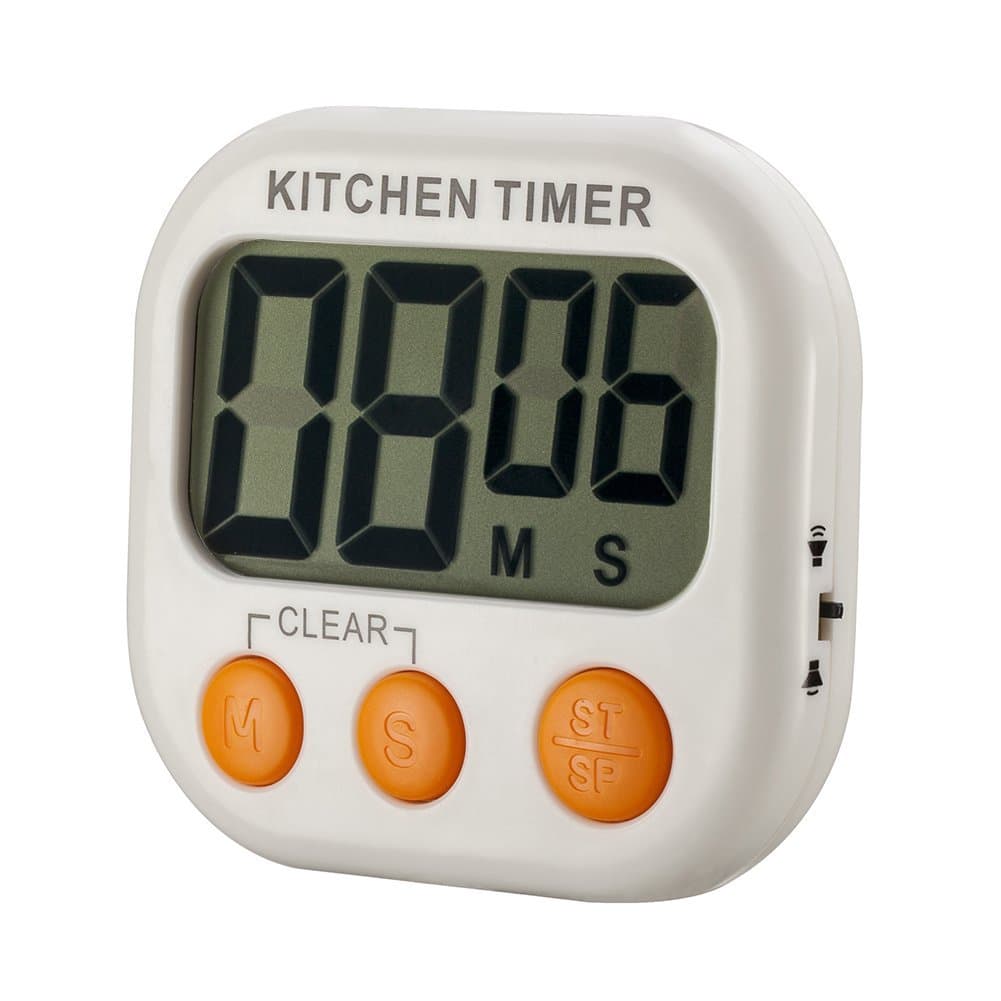 Abyln Digital Kitchen Timer Large Digit LCD Display, Volume Adjustable, Back Strengthen Magnetic, Auto Shutdown, White with Orange Button