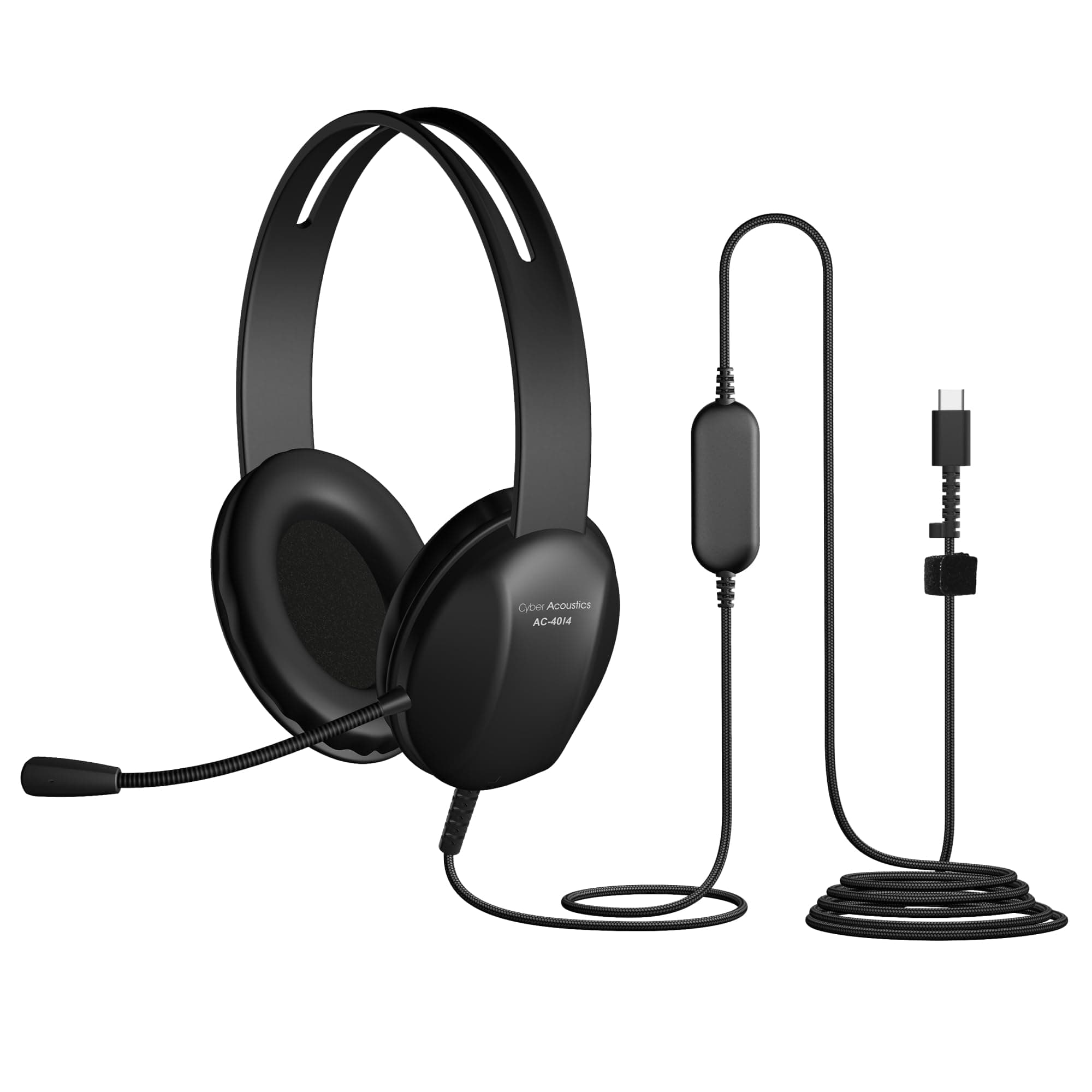 USB-C (AC-4014) Computer Headset with Microphone, Wired Headset with Noise Cancelling Mic for PC, Laptop, Office & Work from Home, Durable Classroom Design