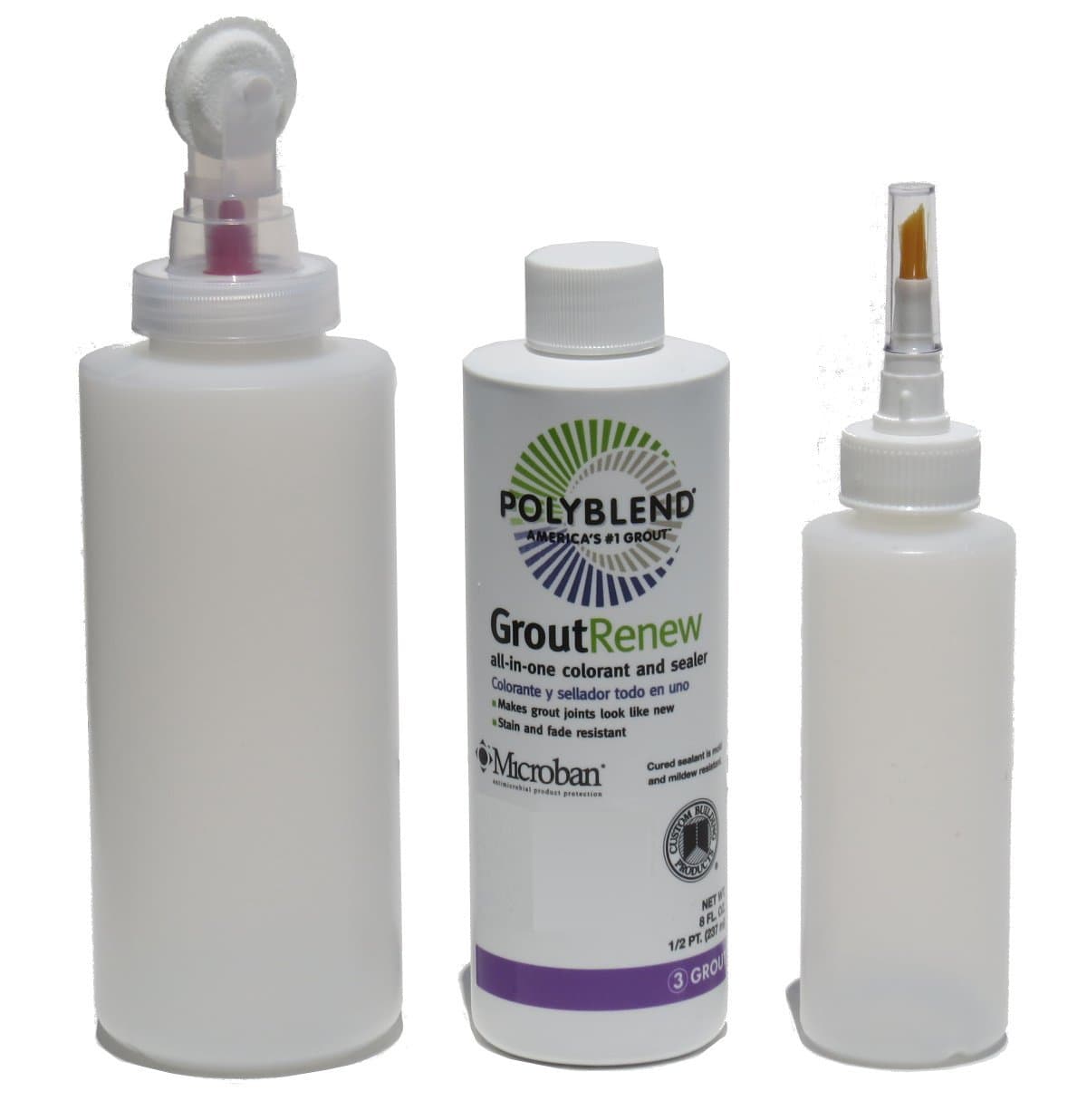 Polyblend Grout Renew 8oz (Bright White) + Applicator Bottles Bundle