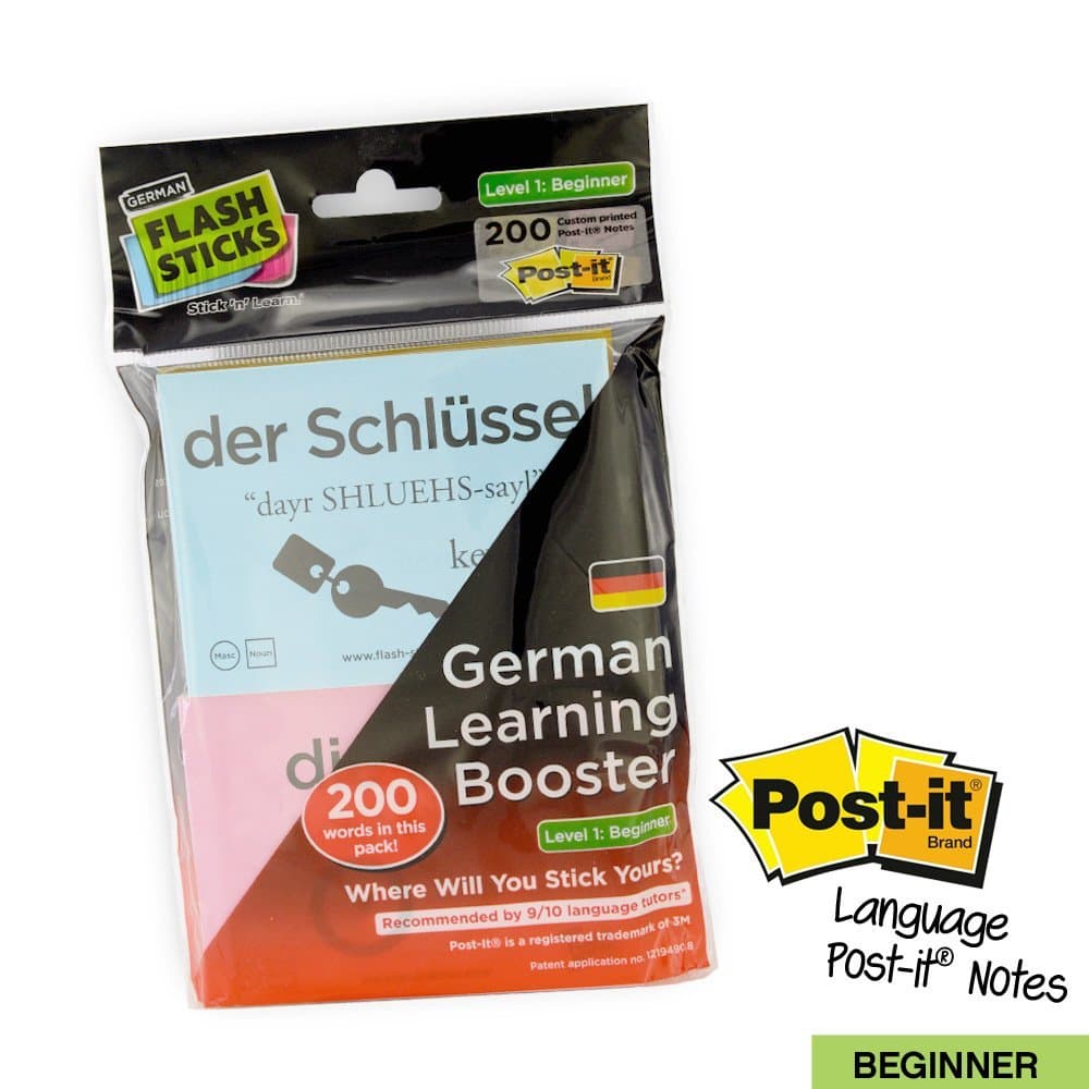 FlashSticks Booster German Beginner Post-it Notes (200 words)