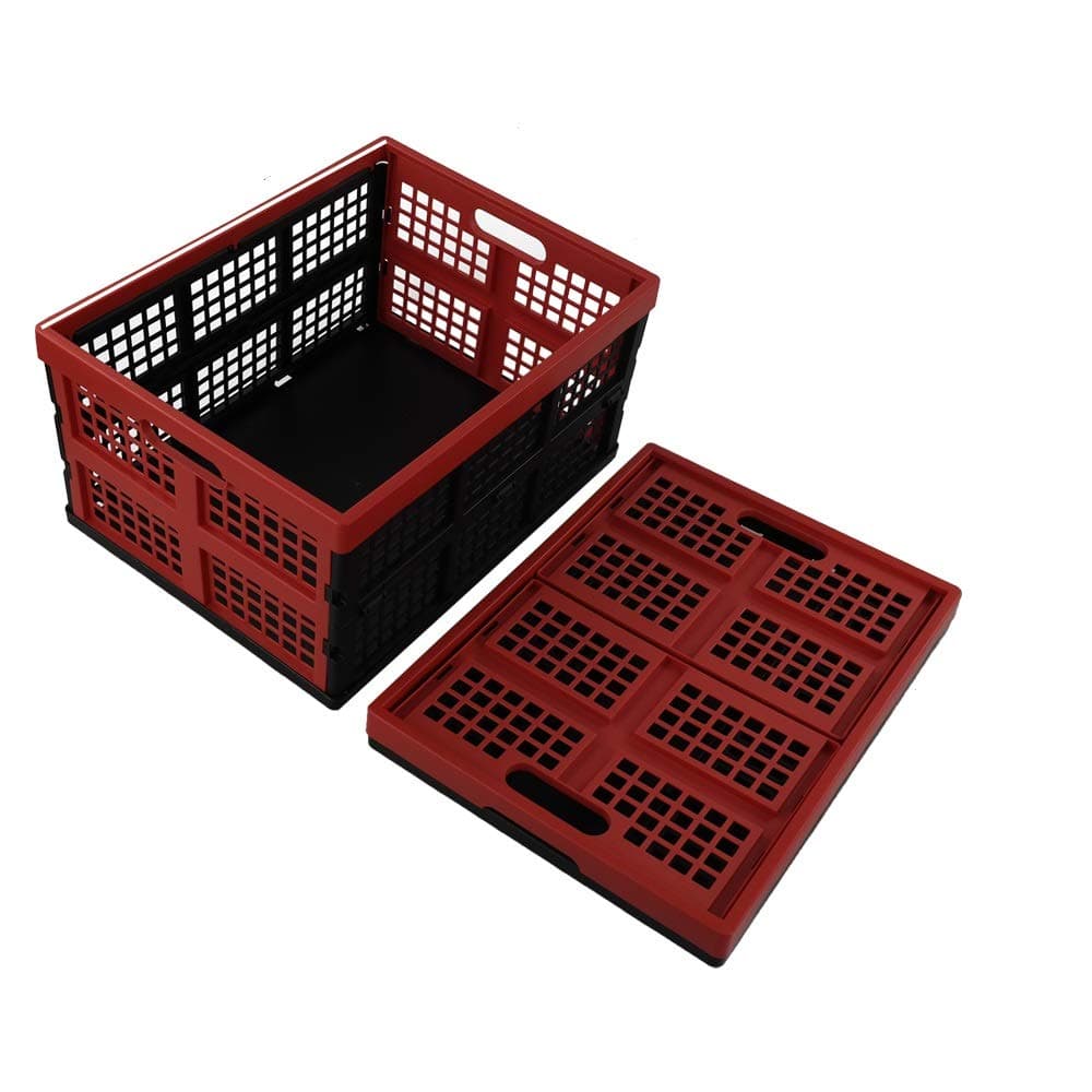 34 Quart 2 Pack Stackable Dairy Milk Crates, Utility Folding Baskets, 17.48"x 13.27" x 9.1"