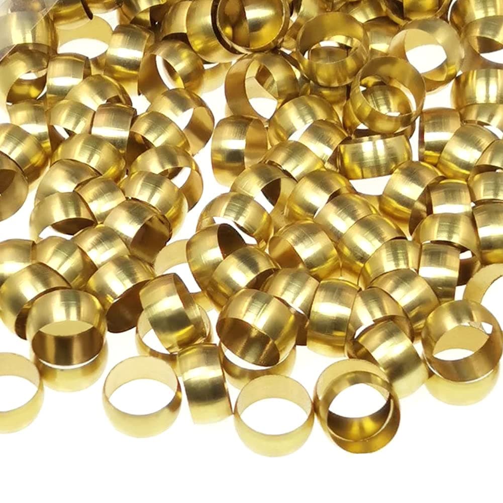 Brass Compression Fitting, Compression Sleeve Fitting Sleeve Ferrules 1/2" Tube OD (Pack of 40)