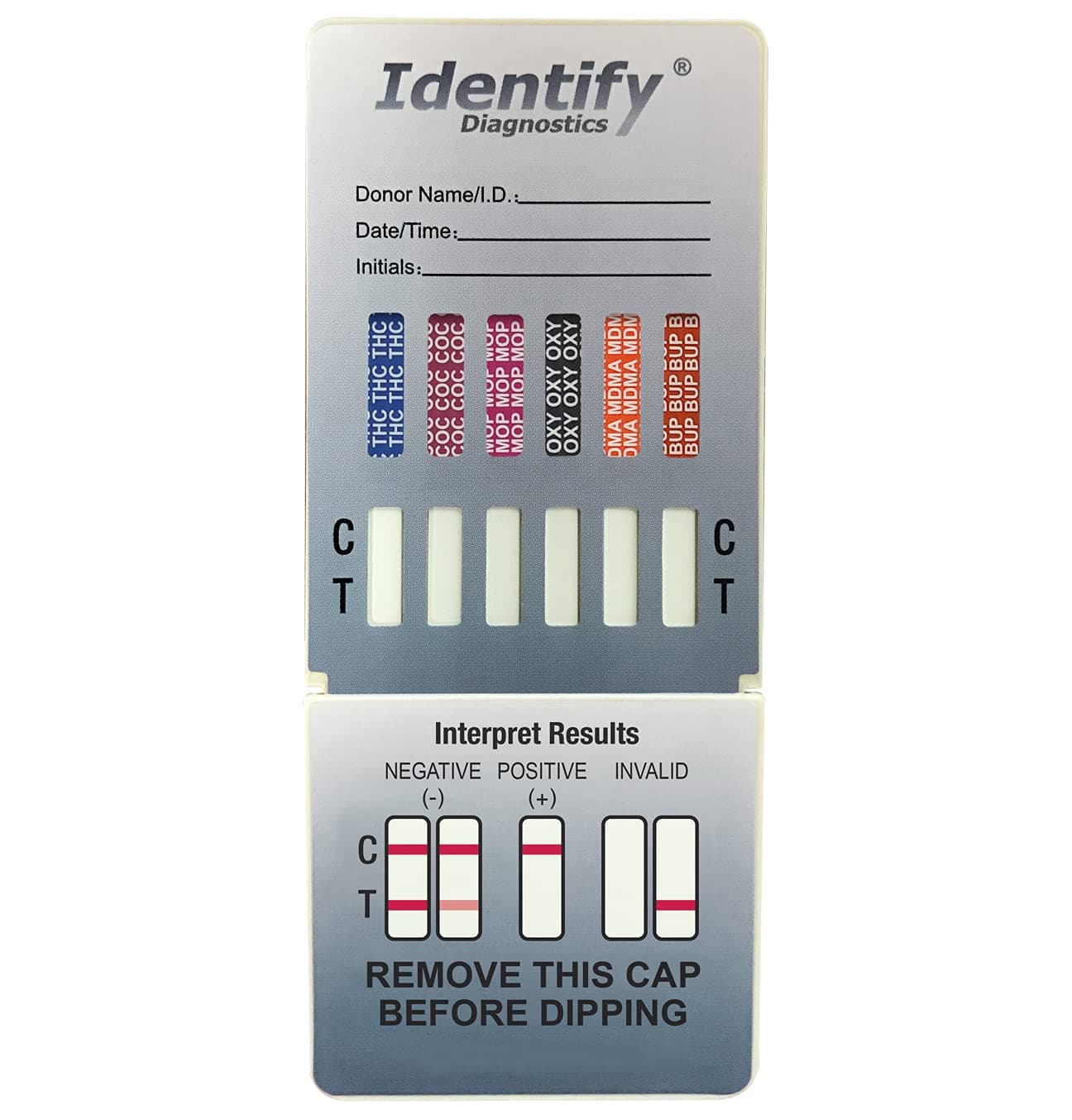 25 Pack Identify Diagnostics 12 Panel Drug Test Dip - Testing Instantly for 12 Different Drugs THC50, COC, MOP, OXY, MDMA, BUP, AMP, BAR, BZO, MET, MTD, PCP ID-CP12-DIP (25)