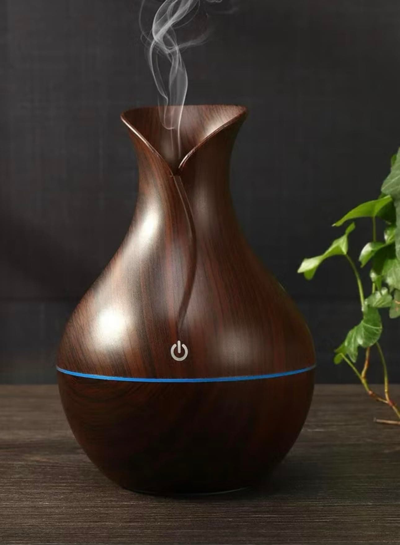 Mi Vaza Vase Shape Essential Oil Diffuser, 130ml Oil Diffuser, Aromatherapy Diffuser, Cool Mist Humidifier BPA-Free for Bedroom Home (Dark Brown)