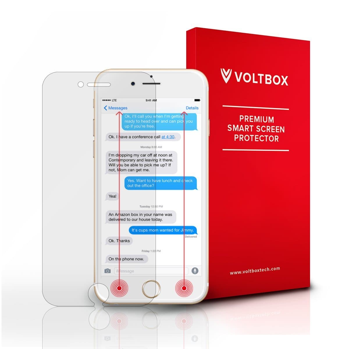 Voltbox Smart Tap iPhone 6/6S Screen Protector — Smart Return & Confirm Buttons, 3D Touch Compatible