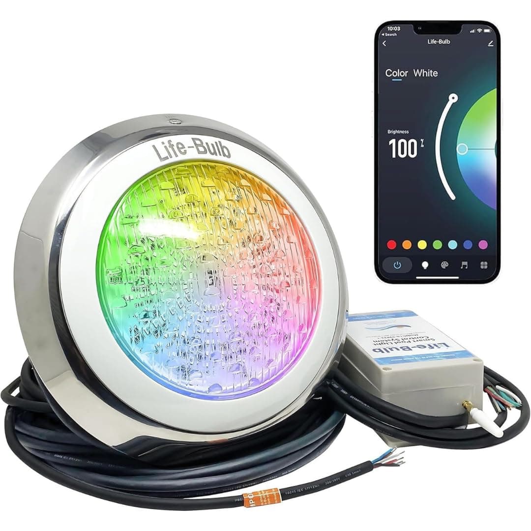 Smart Pool LED Pool Lights for Inground Pool, Wall Mounted, Color Changing with Remote - 75ft Cable, Works with Remote or Phone App - iOS/Android Compatible, Lifetime Replacement Program