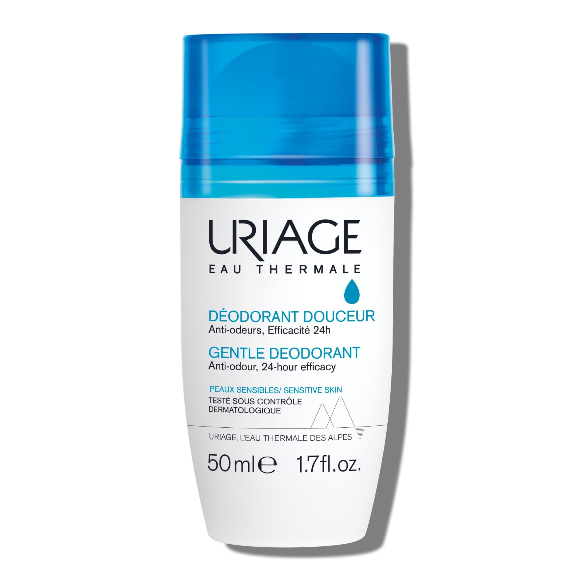Uriage Gentle Roll-On Deodorant 50ml - Anti-Odor, 24h Efficacy - Sensitive Skin - Aluminium-Free, Enriched in Antibacterial Actives - Reduces Perspiration, Controls Odor Without Drying the Skin