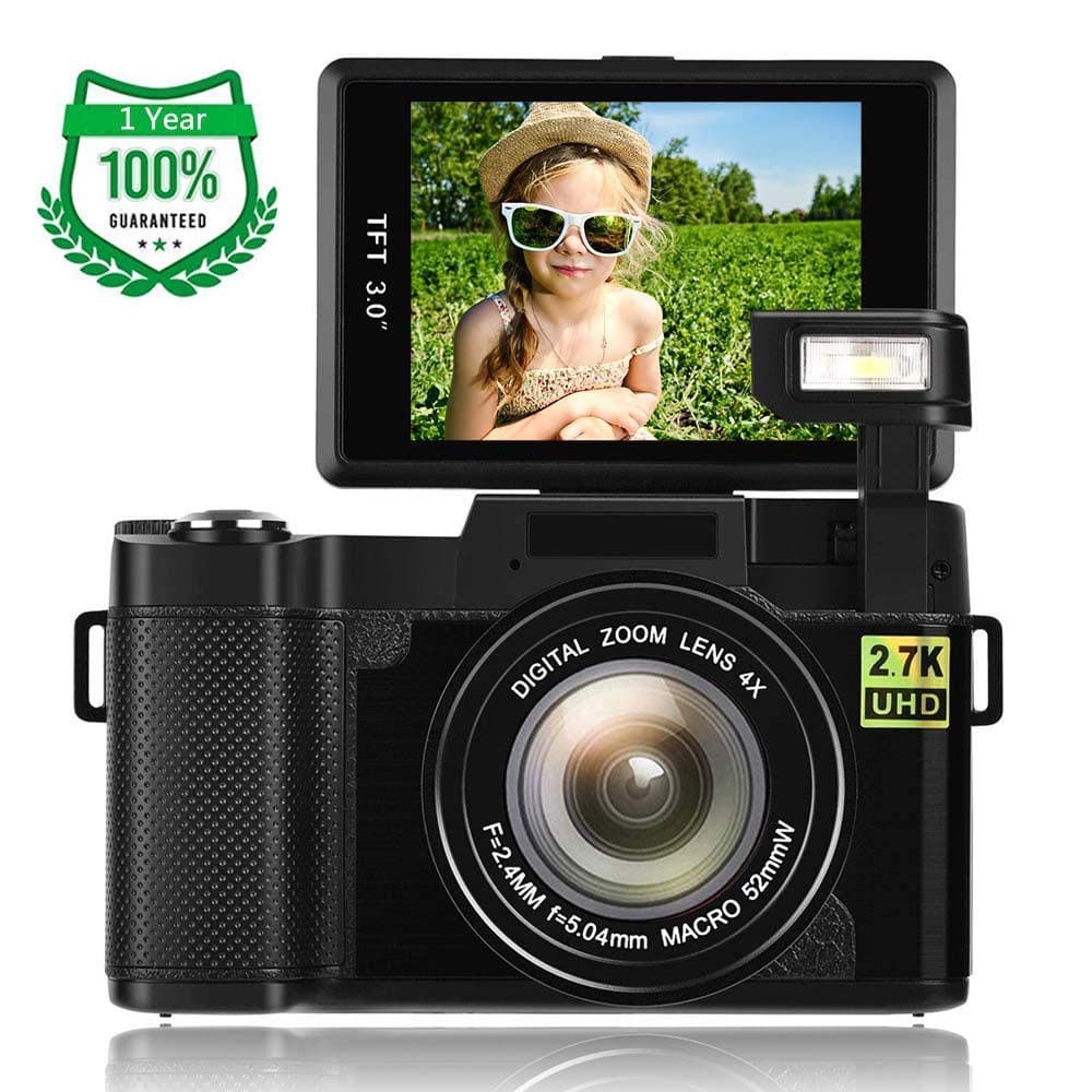 Camera Digital Camera 2.7K 24.0MP WiFi Camera 3.0 Inch Flip Screen Camera Vlogging Camera for YouTube with Retractable Flashlight