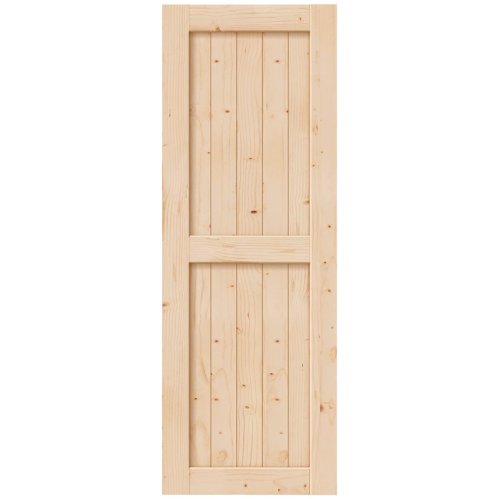 EaseLife 30in x 84in Sliding Barn Wood Door,Interior Doors,DIY Assemblely,Solid Natural Spruce Panelled Slab,Easy Install,Apply to Rooms & Storage Closet,H-Frame