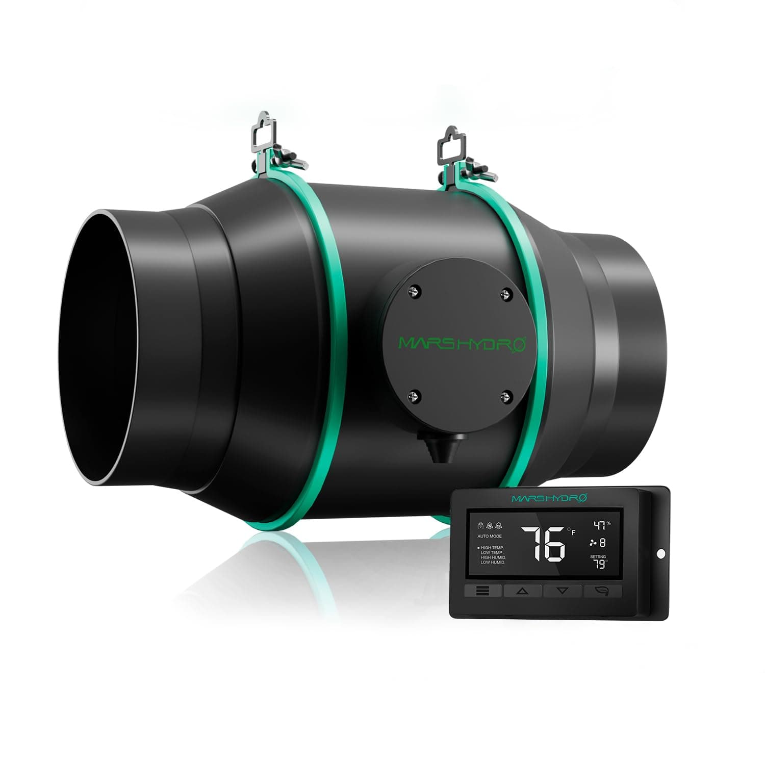 6 Inch Inline Duct Fan with Temp Controller, Exhaust Fan for Grow Tents, Hydroponics