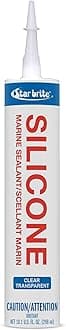 STAR BRITE Marine Silicone Sealant - Clear 10.1 Oz - Waterproof, Durable, UV Resistant, for Fiberglass, Metal, Wood, Glass, Ceramic & More (082122)