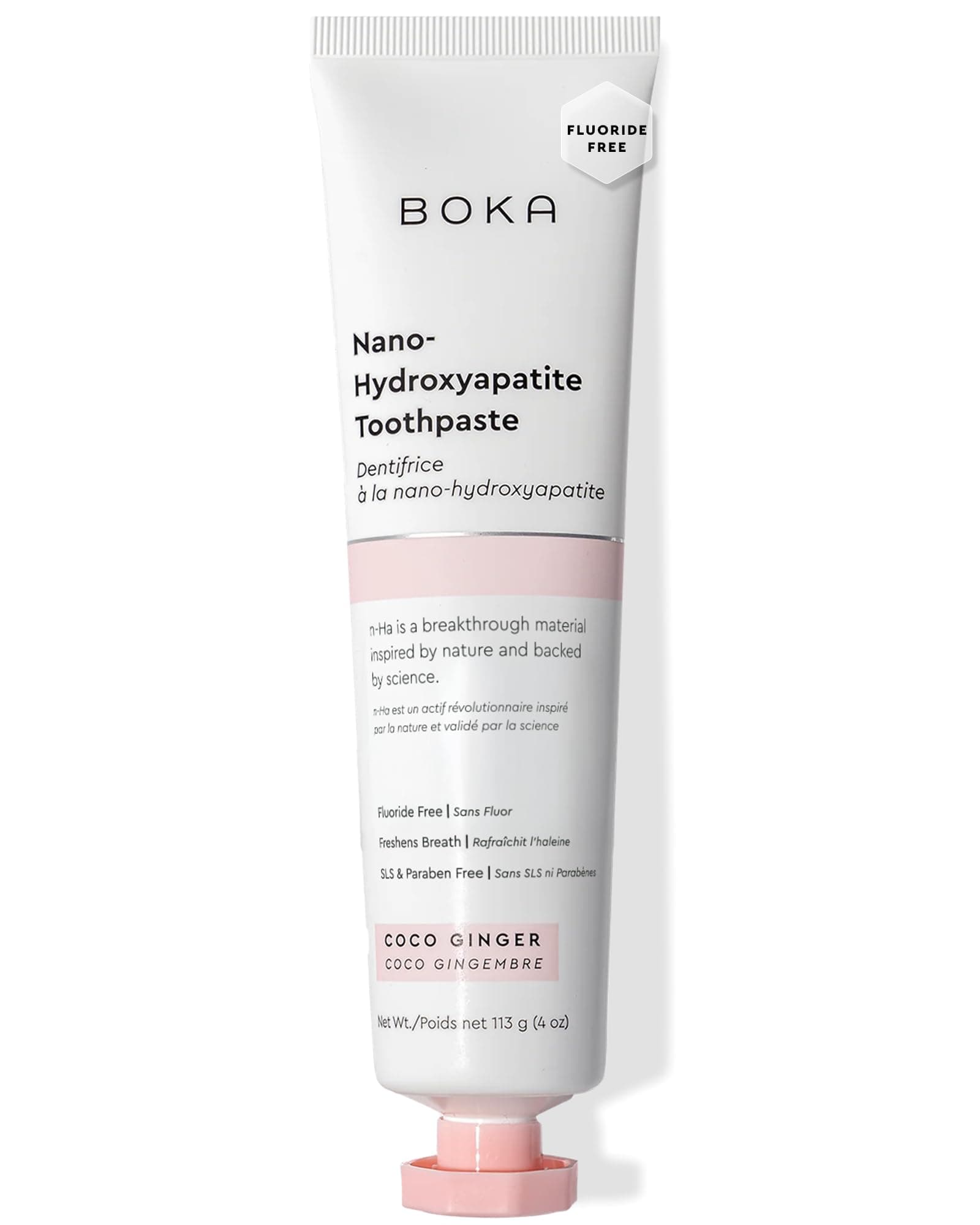 Boka Fluoride Free Toothpaste, Nano Hydroxyapatite Toothpaste, Appropriate for Sensitive Teeth - for Adult Oral Care - Coco Ginger Flavor, 4 Fl Oz 1Pk US Manufactured