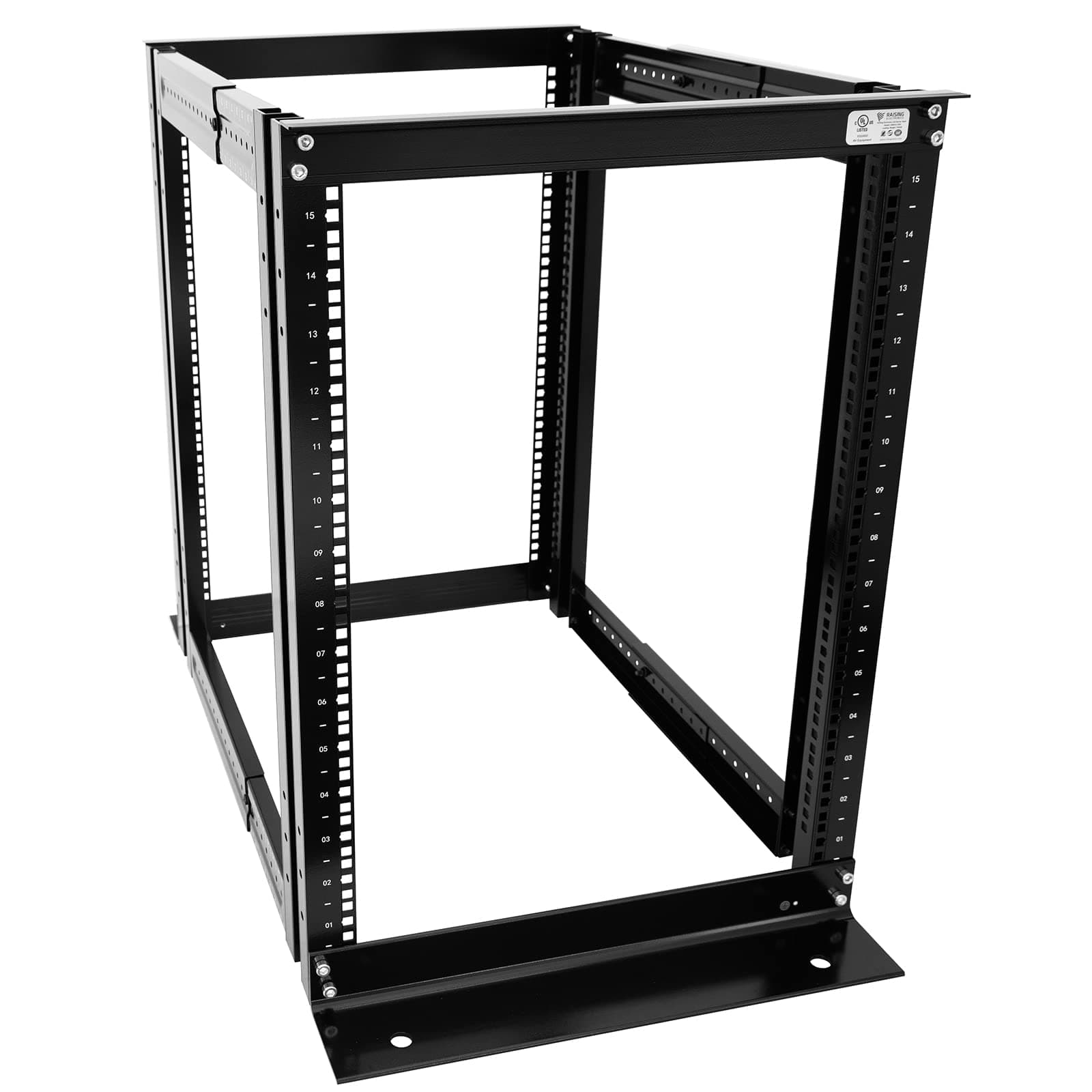 Raising Electronics Server Rack 4 Post Open Rack Frame Rack Enclosure 19 Inch Adjustable Depth Cold Rolled Steel(15U,36 Inch Height)