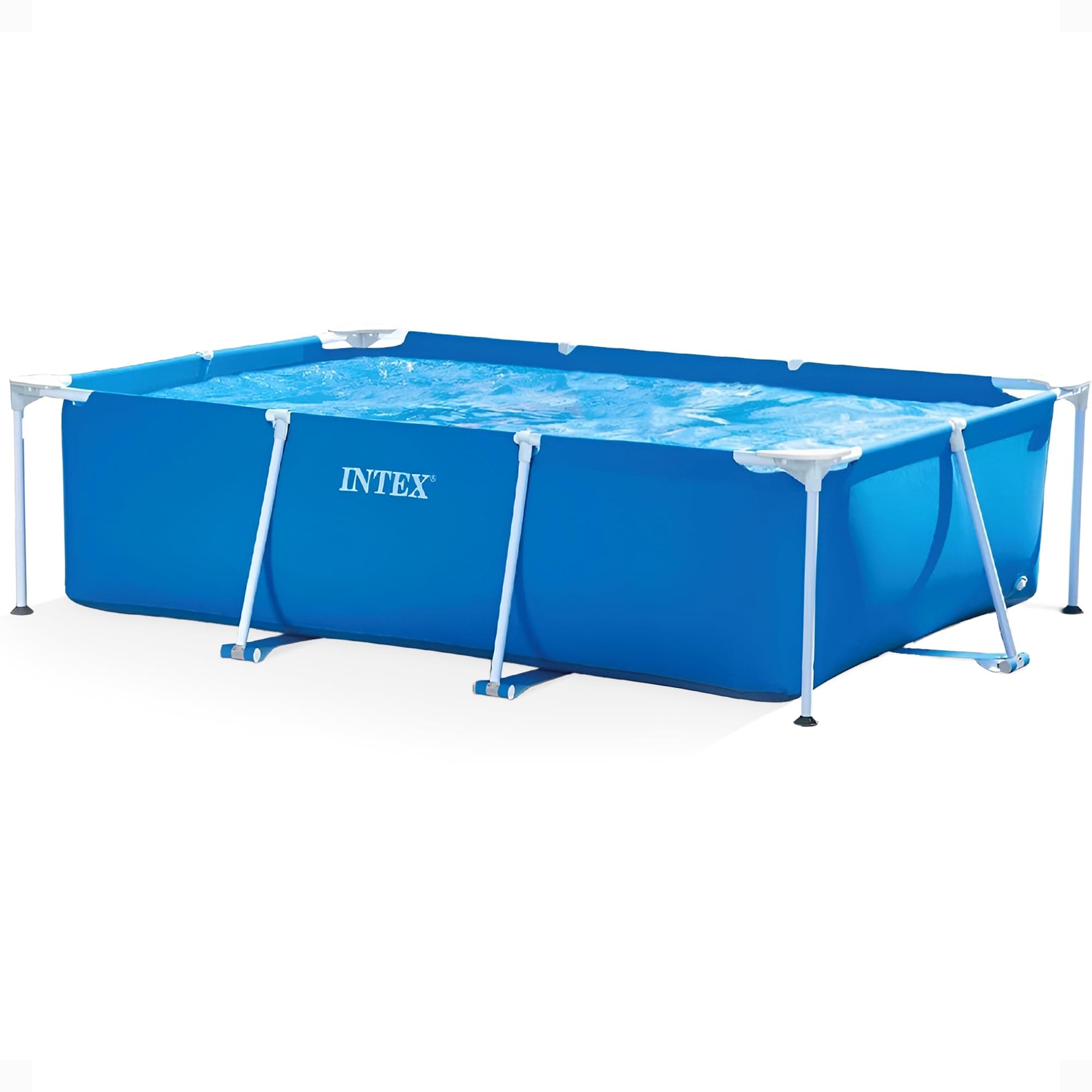 INTEX Rectangular Frame 9 ft 10 in x 6 ft 6.75 in x 29.5 in Above Ground Pool, Swimming Pool with Steel Frame, Pump Not Included