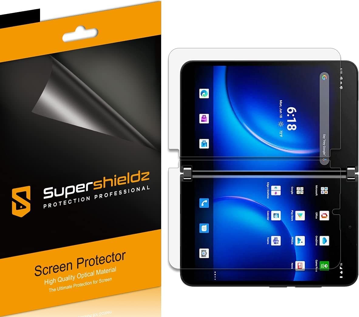 (2 Pack) Supershieldz Designed for Microsoft Surface Duo 2 Screen Protector, (2 Left Screen and 2 Right Screen) High Definition Clear Shield (TPU)