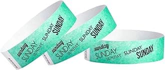 WristCo Sunday Aqua Tyvek Wristbands for Events - 500 Count ¾” x 10” - Waterproof Recyclable Comfortable Tear Resistant Paper Bracelets Wrist Bands for Concerts Festivals Admission Party Tours