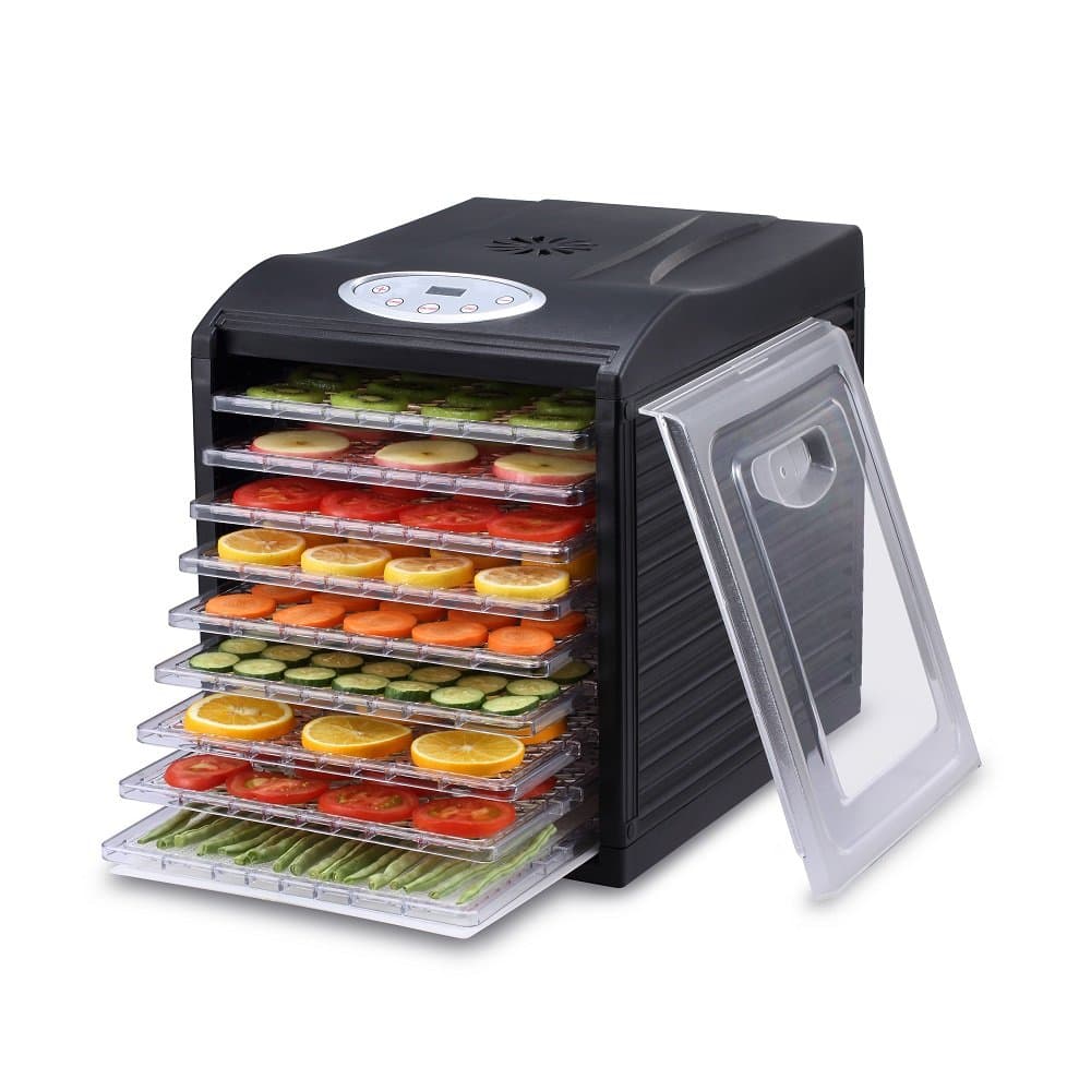 Samson "Silent" 9 Tray Dehydrator with Digital Timer and Temperature Control for Fruit, Vegetables, Beef Jerky, Herbs, Dog Treats, Fruit Leathers and More