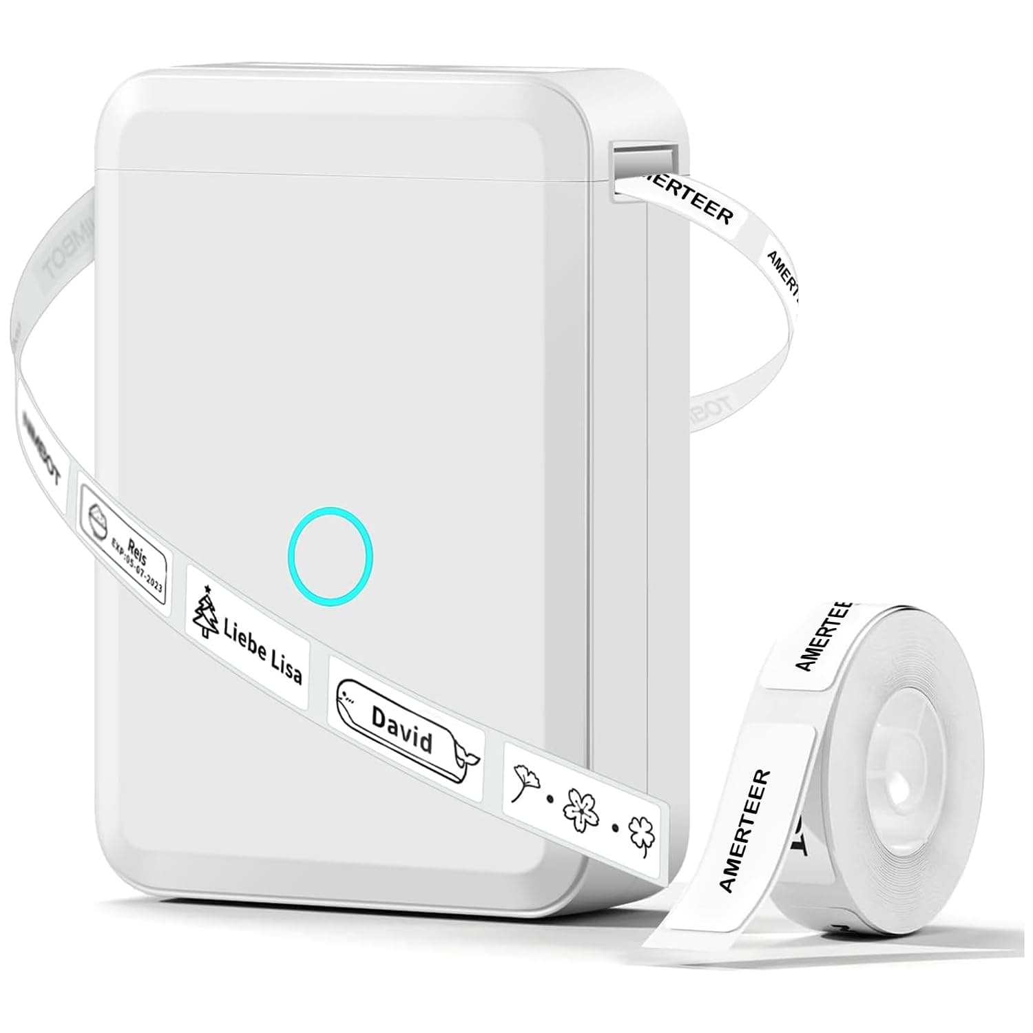 AMERTEER D110 Upgraded Version Mini Label Maker Machine with Tape | Portable Bluetooth Thermal Printer, Sticker Labeler with Multiple Templates for Office Organization Home Kitchen School