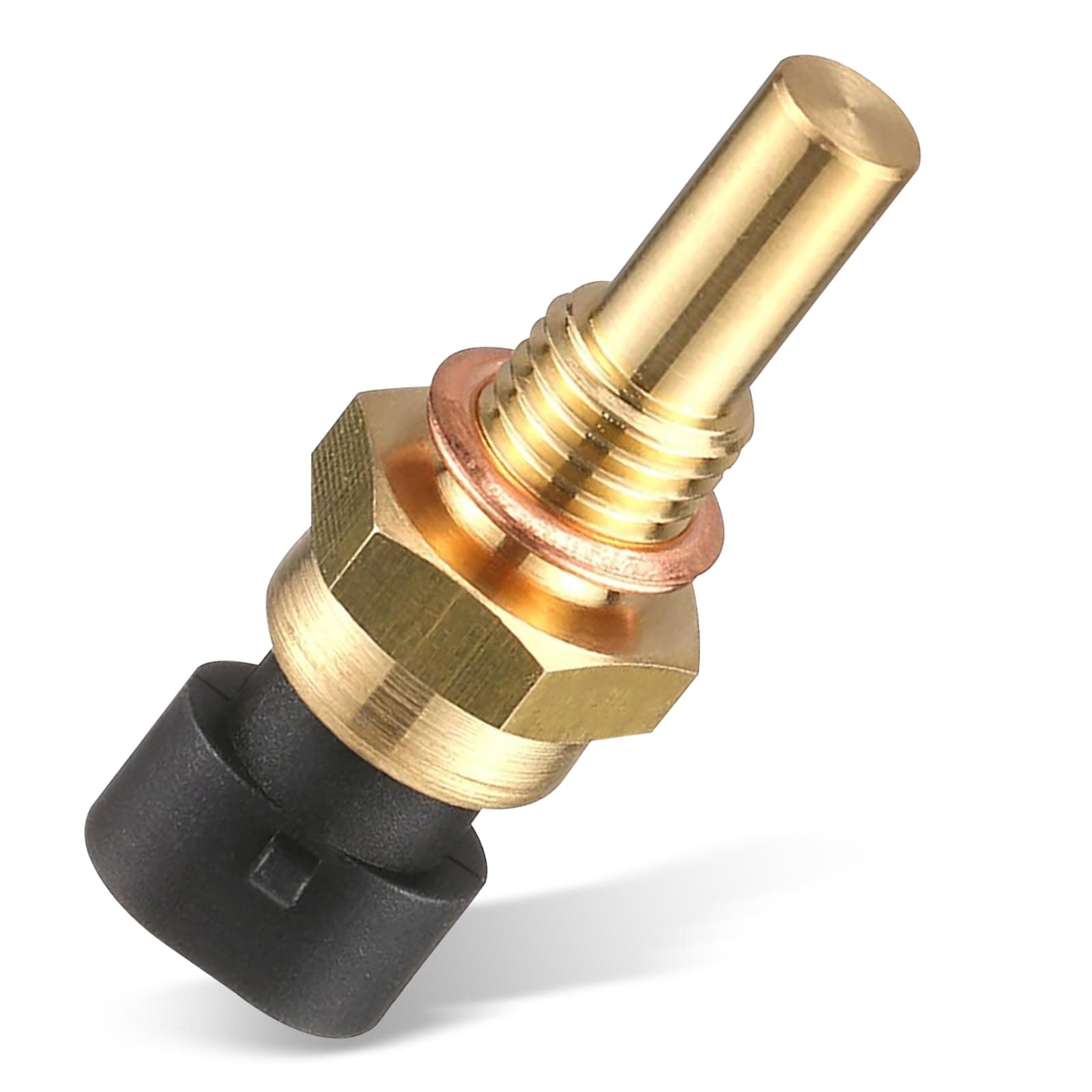 Pack-1 Car Engine Water Temperature Sensor, 2 Pin Plug and Play Original Replacement 15404280 12191170 60811520 12608814, ECT Temperature Sensor with Gasket, Compatible with Delphi (Gold)