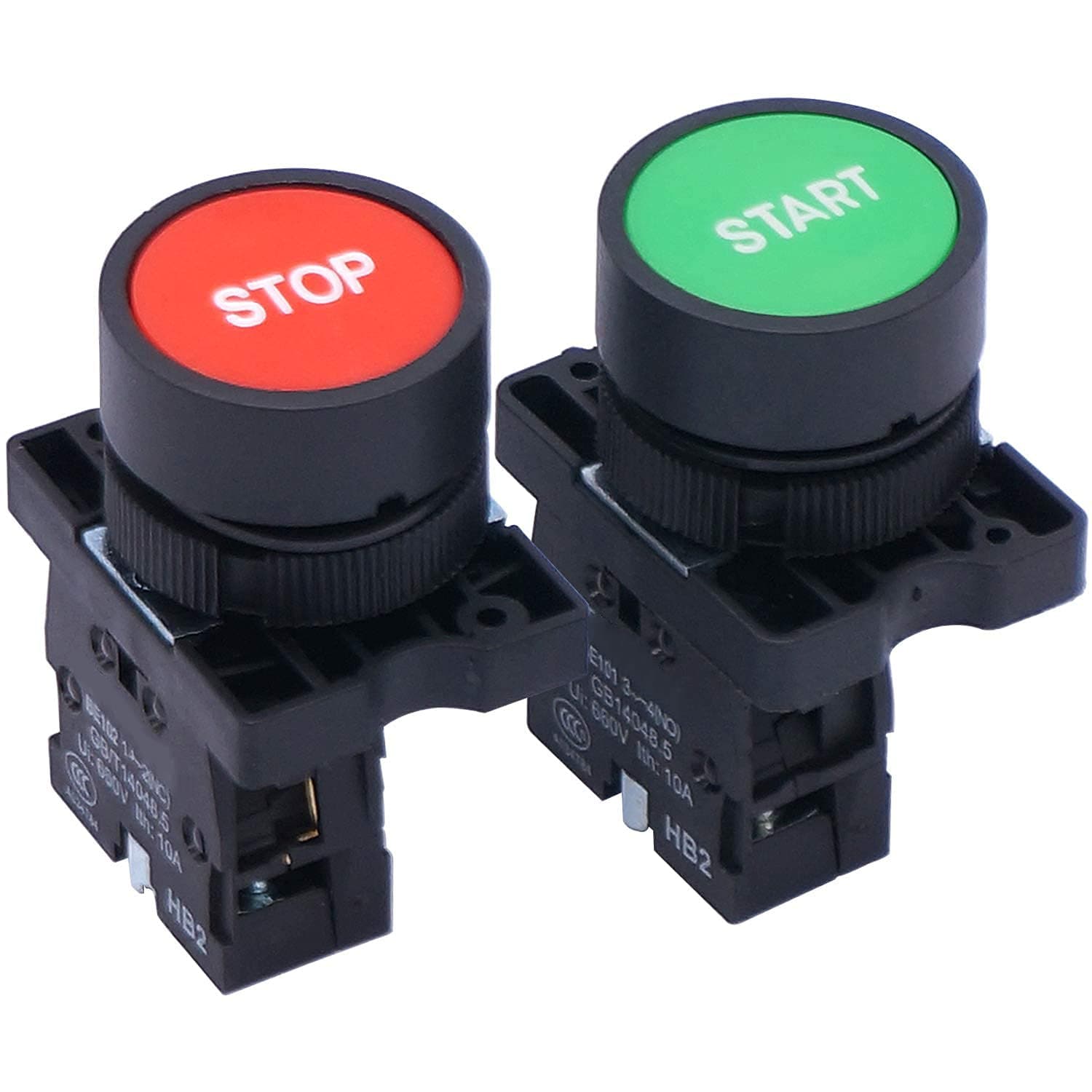Taiss - Push Button Switch with Momentary Start/Stop Roos/Green AC 660V 10A, HB2-Start/Stop