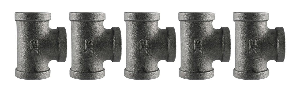 Black Cast Pipe Fitting, Tee, 1", 5-Pack