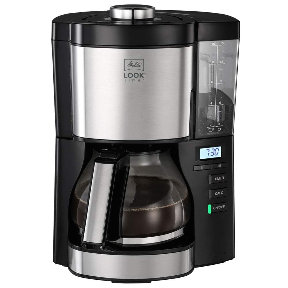 Melitta Filter Coffee Machine, Look V Timer Model, Model Number 1025-08, Stainless Steel, Black