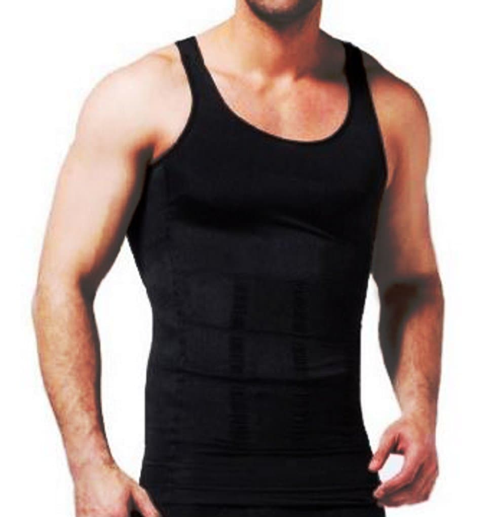 BodyShaper Slimming Compression Support Undershirt for Men (2 Pack) (Small, Black)