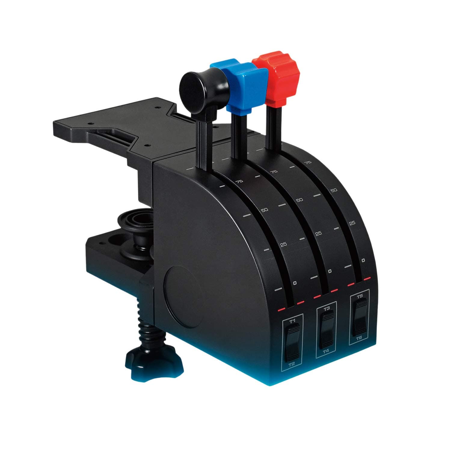 Logitech G Saitek PRO Flight Throttle Quadrant, Professional Simulation Axis Levers, LCD Display, 3x Two-Way Toggle Switch, Adjustable Bracket, USB, PC - Black