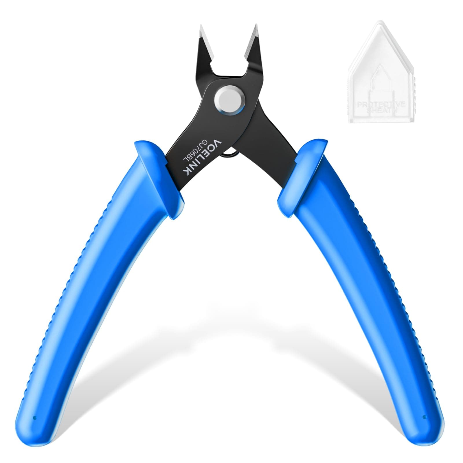 VCELINK Side Wire Cutters Precision Flush Cutters Small Cable Snips Diagonal Pliers Ideal for Electronic Industry Repair, Jewelry Processing, DIY Model Making 129mm Blue
